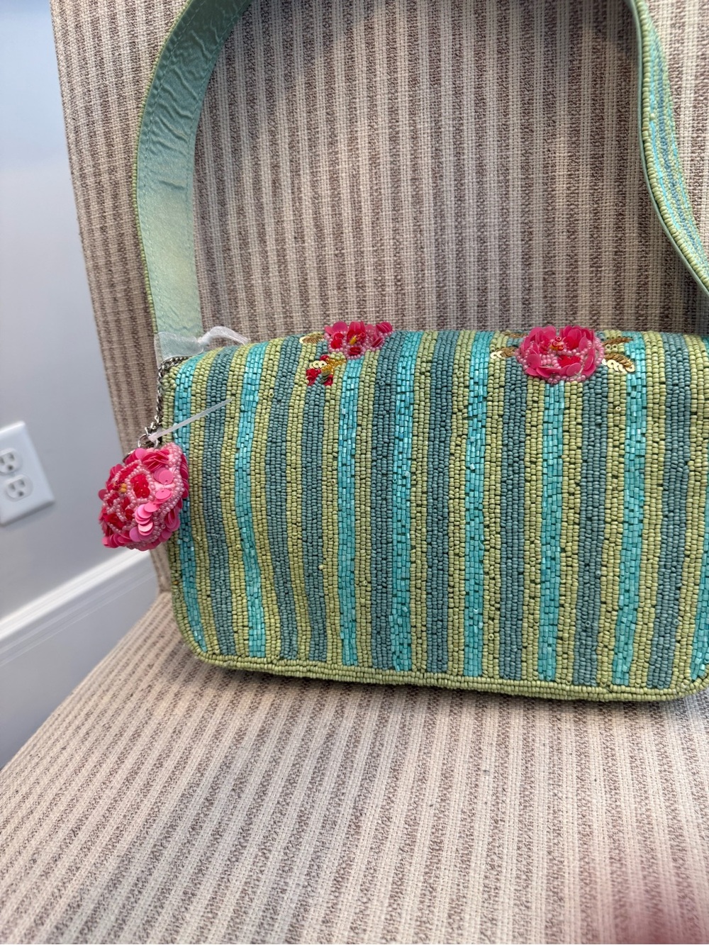 Rare Viral Love Shack Fancy Floral Beaded Bag, Made in India - Picture 5 of 5